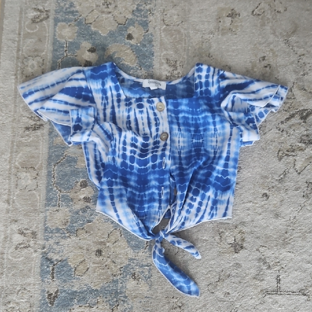Speechless Blue Tie-Dye Kids Blouse